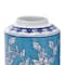 Blue Ceramic Decorative Jar Set with White Floral Patterns